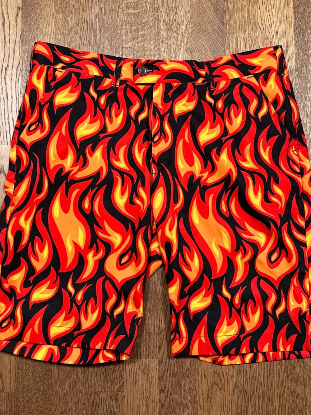 Loudmouth Flames Fire All Over Print Polyester Golf Shorts Mens 36